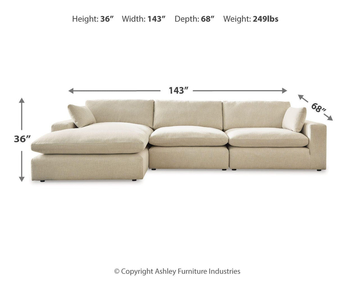 Elyza sectional, 3-Piece Sectional with Chaise · Left-Facing Chaise · 143 × 68 × 36 in, view 4