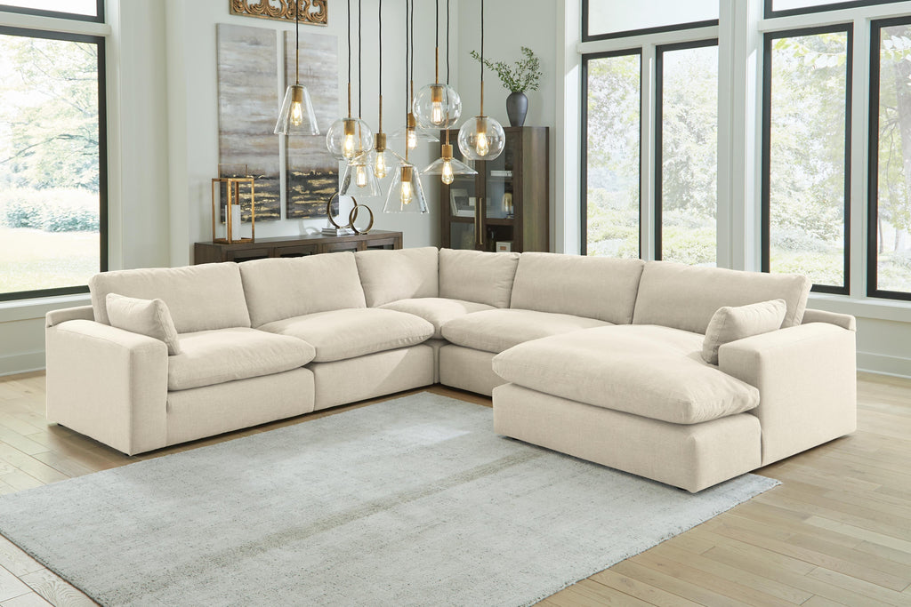 Elyza sectional, 5-Piece Sectional with Chaise · Right-Facing Chaise · 133 × 133 × 36 in, view 2