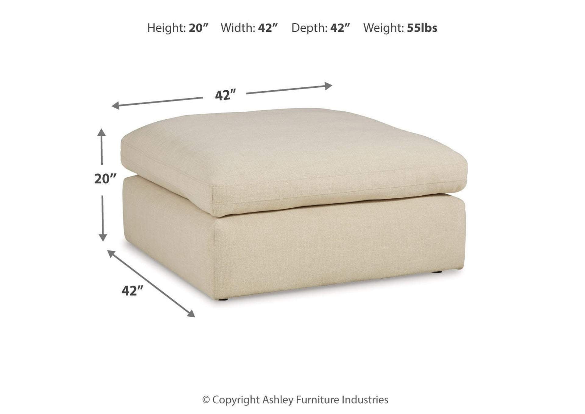 Elyza Oversized Accent Ottoman dimensions