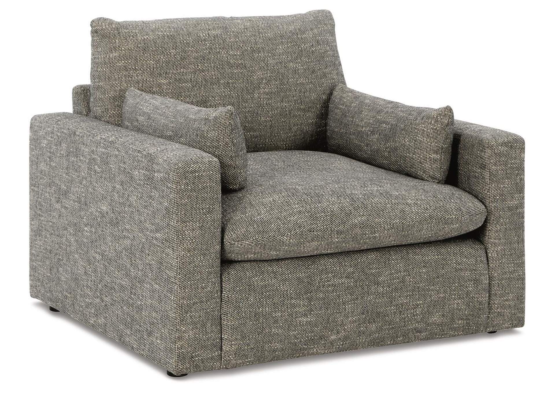 Dramatic Chair and Ottoman angled view