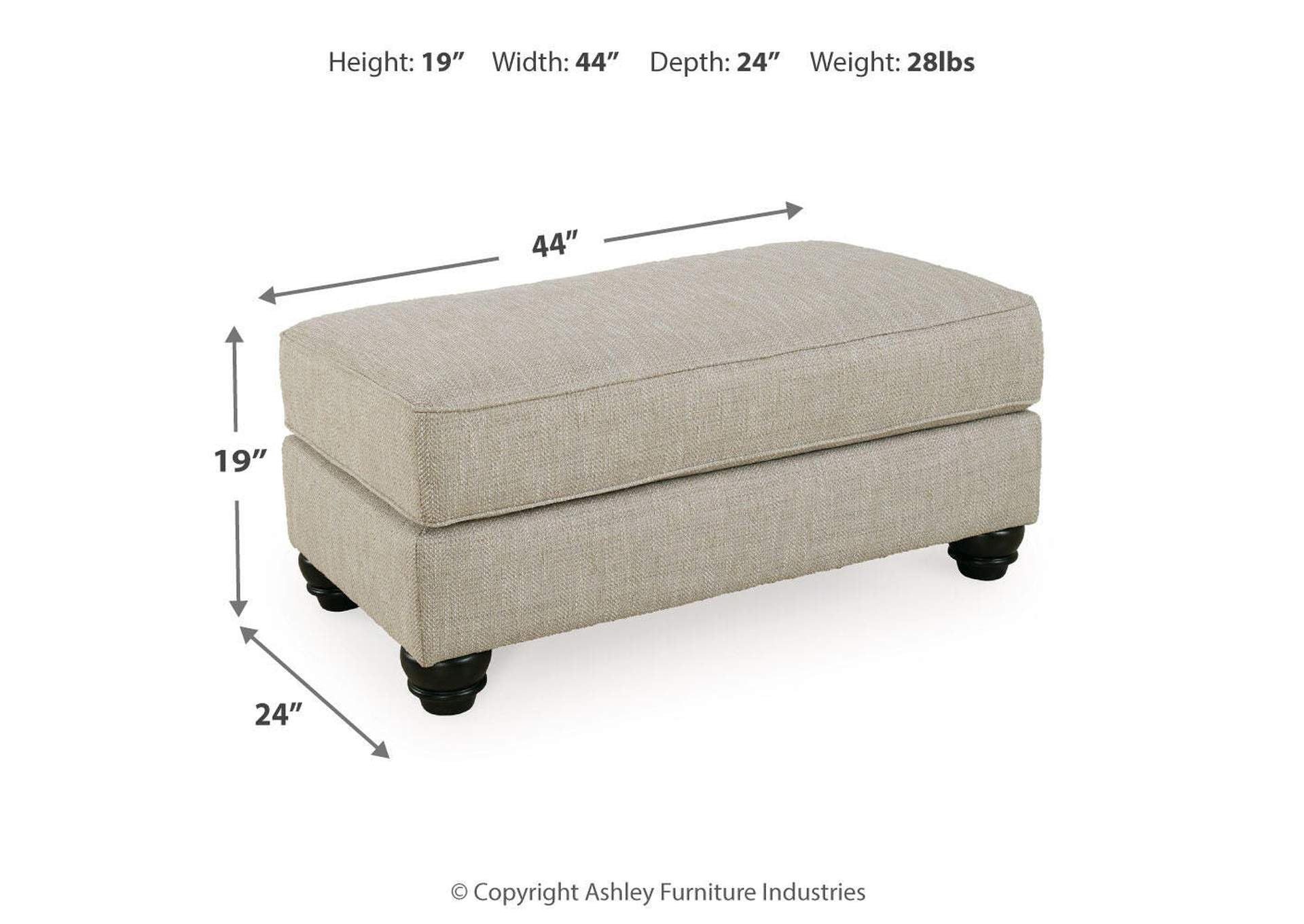 Asanti Ottoman dimensions