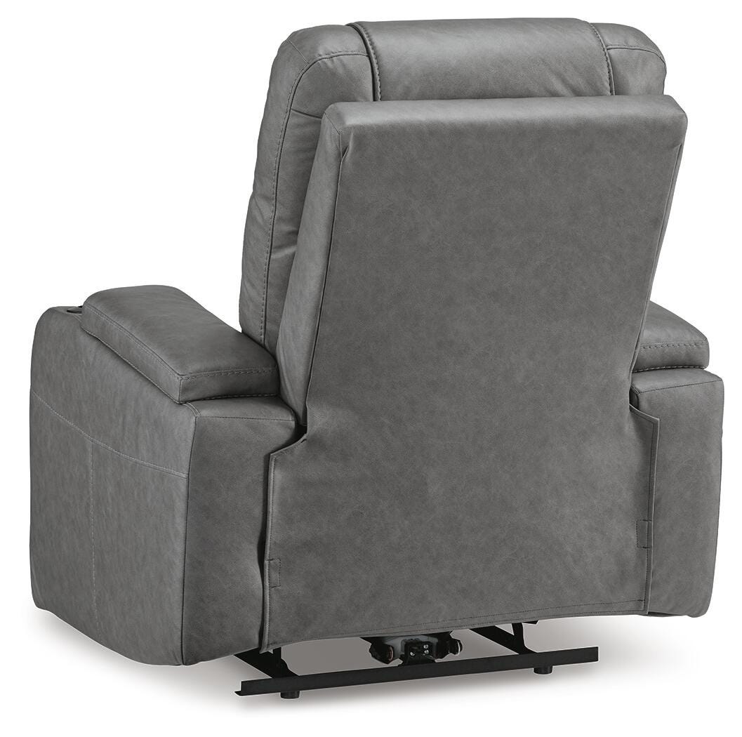 Schooner Rocks Power Recliner in Slate, back view
