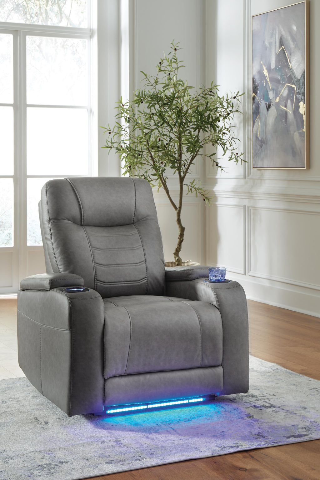 Schooner Rocks Power Recliner in Slate, closed