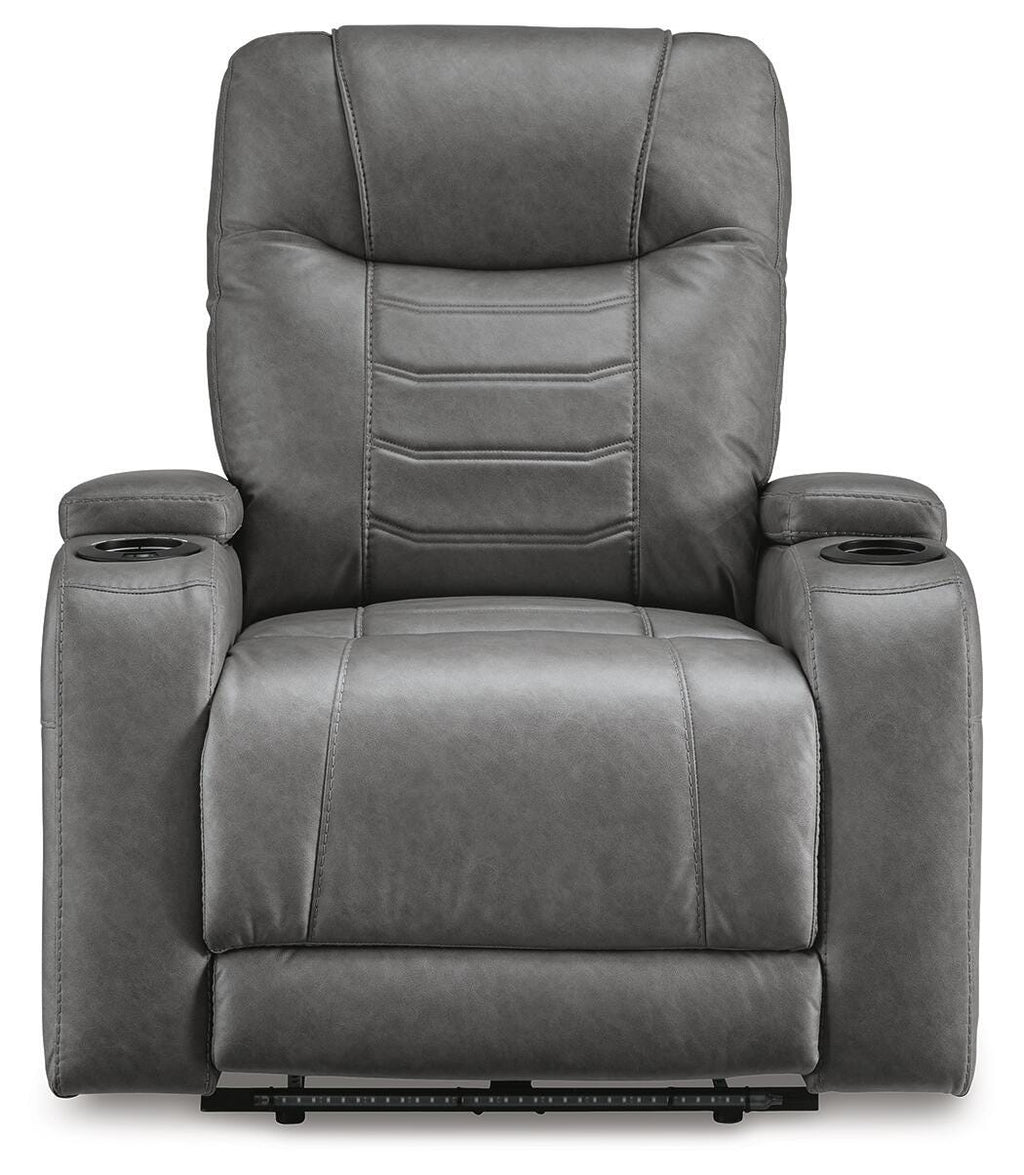 Schooner Rocks Power Recliner in Slate, front view