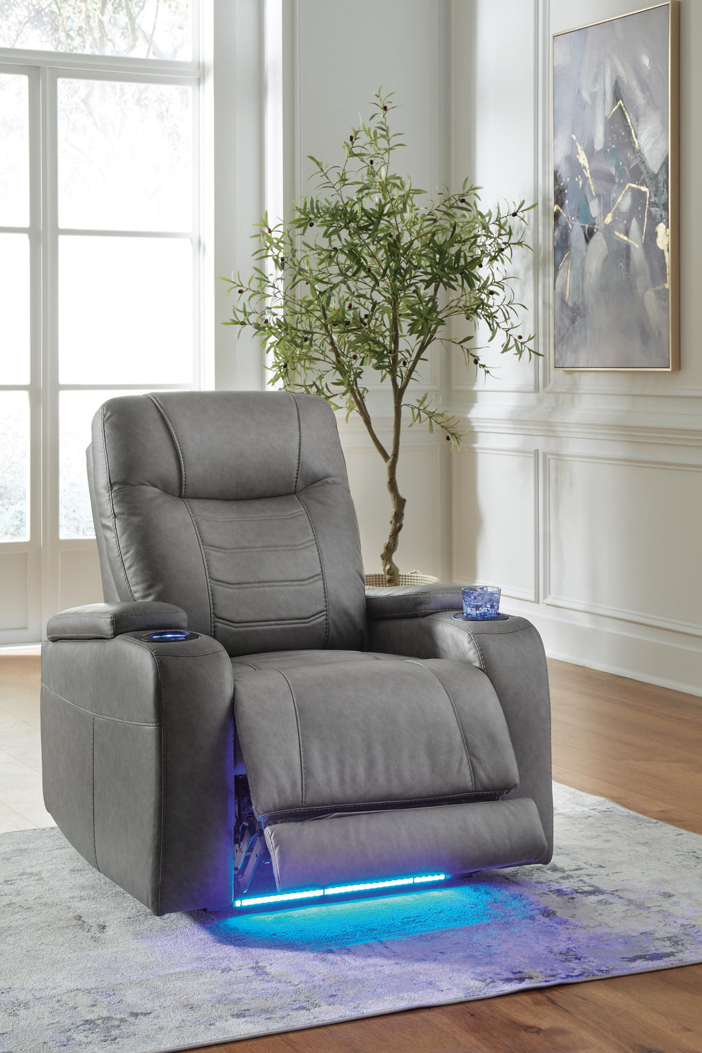 Schooner Rocks Power Recliner in Slate, reclined