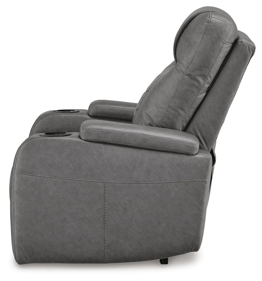 Schooner Rocks Power Recliner in Slate, alternate side view