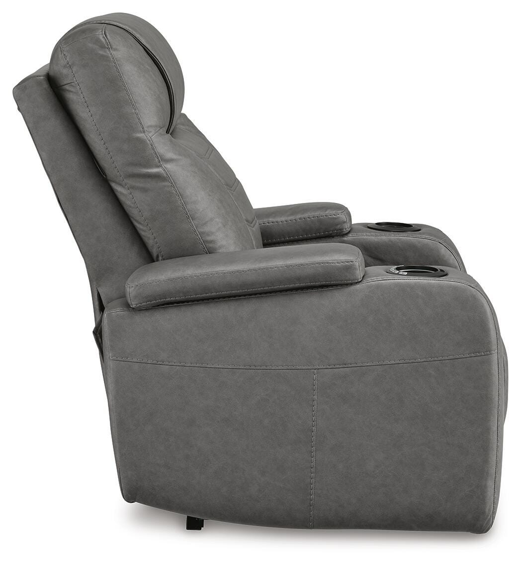 Schooner Rocks Power Recliner in Slate, side view