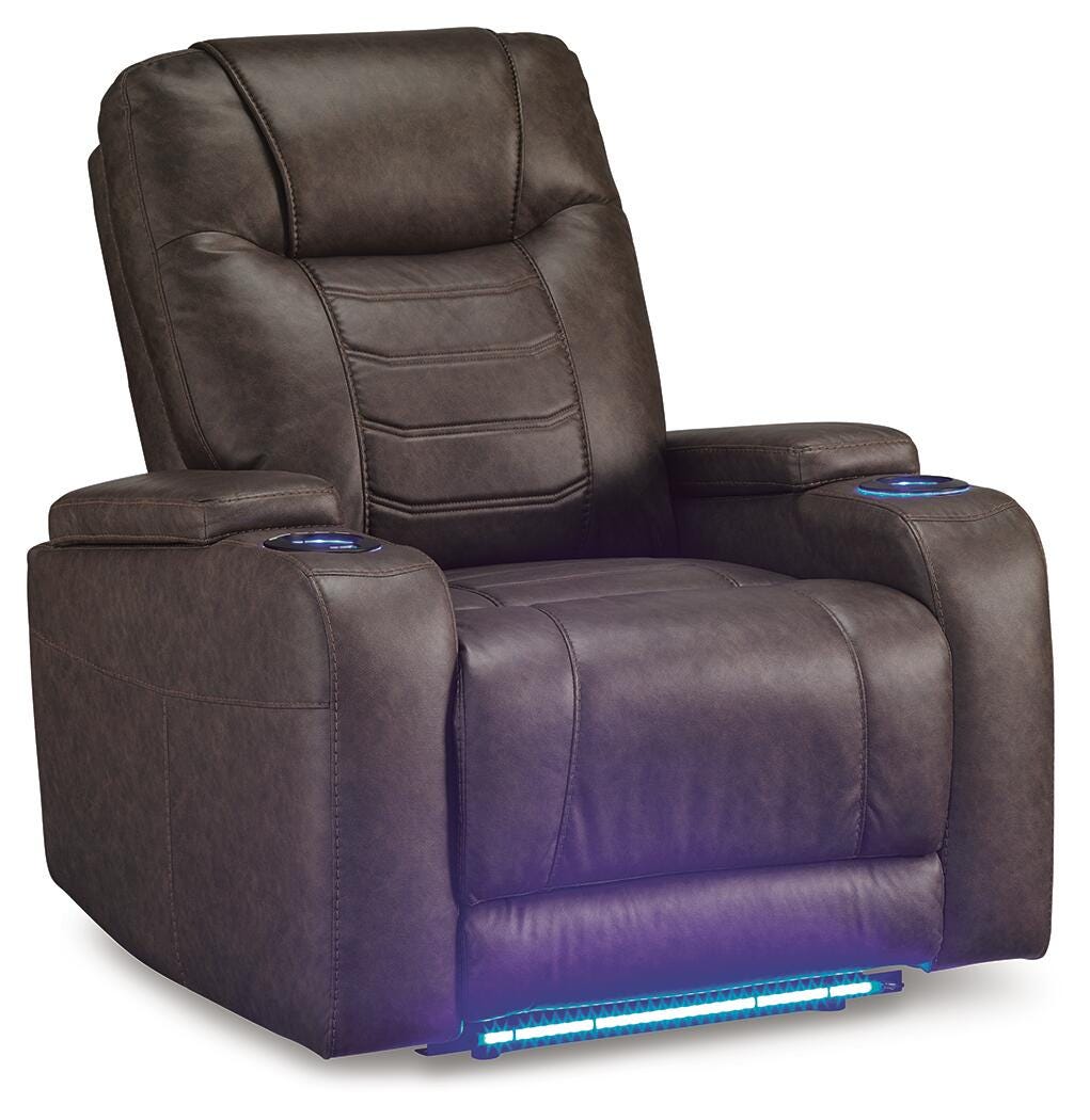 Schooner Rocks Power Recliner in Umber, closed view