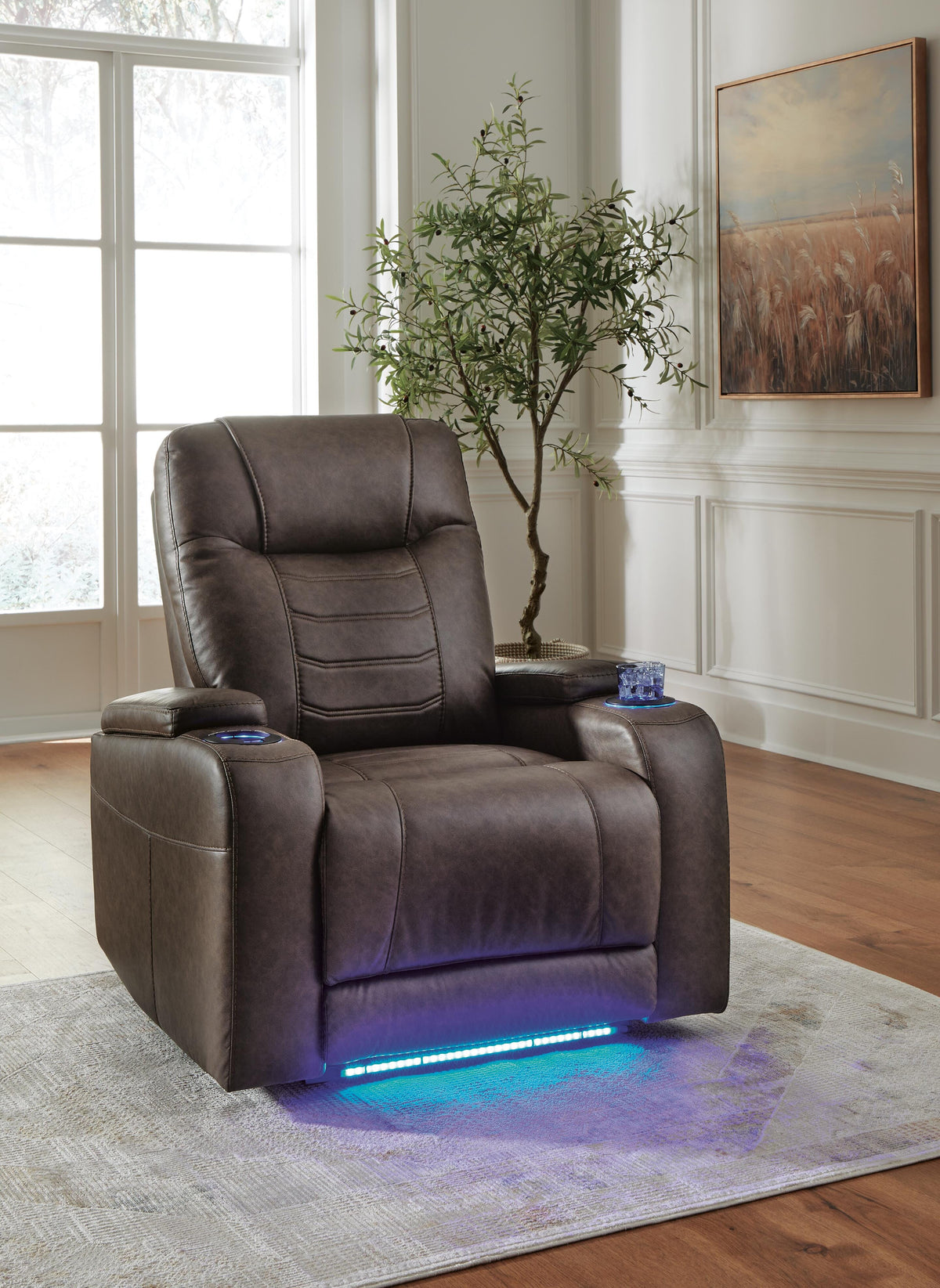Schooner Rocks Power Recliner in Umber, closed view