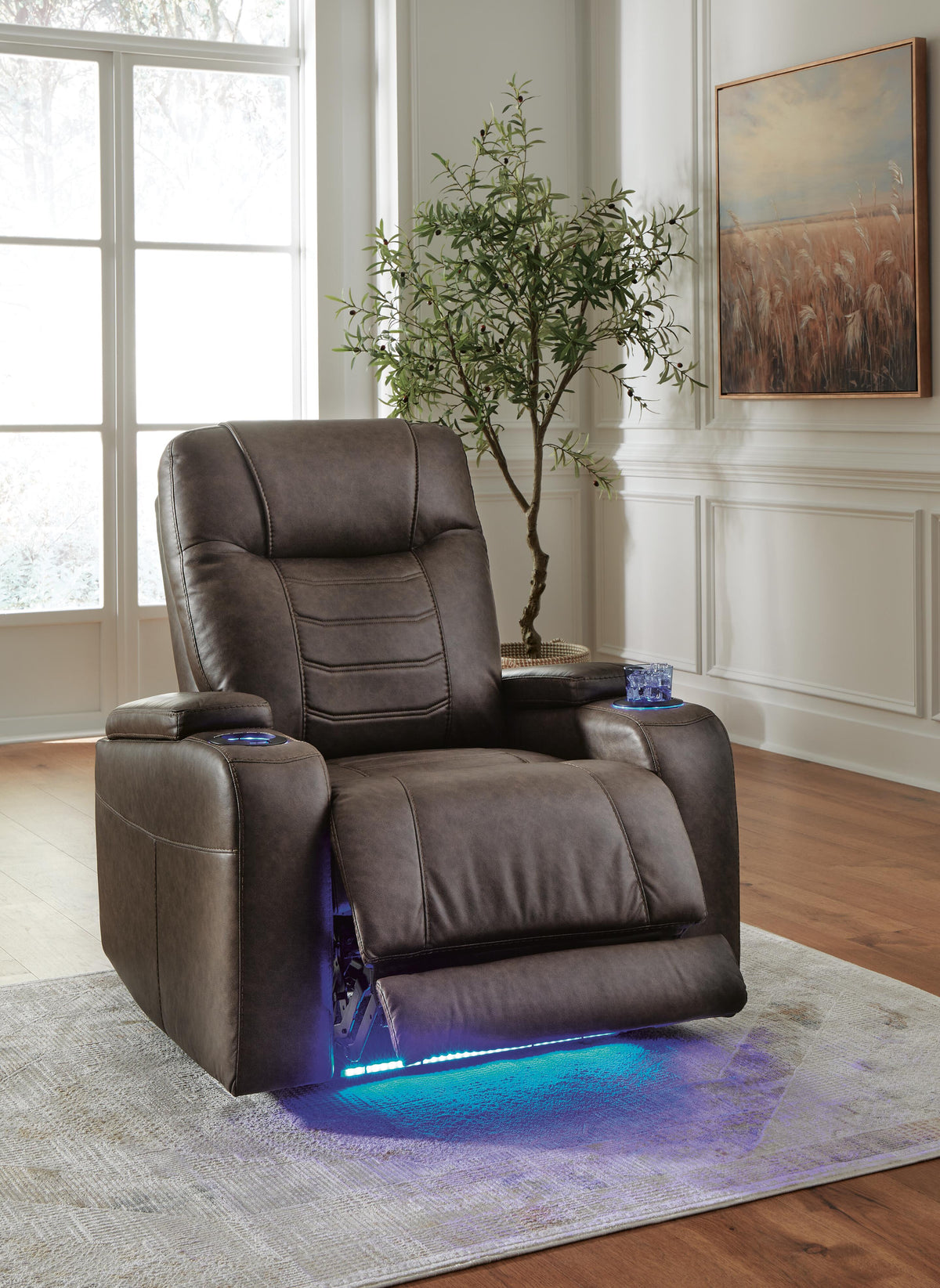 Schooner Rocks Power Recliner in Umber, open view
