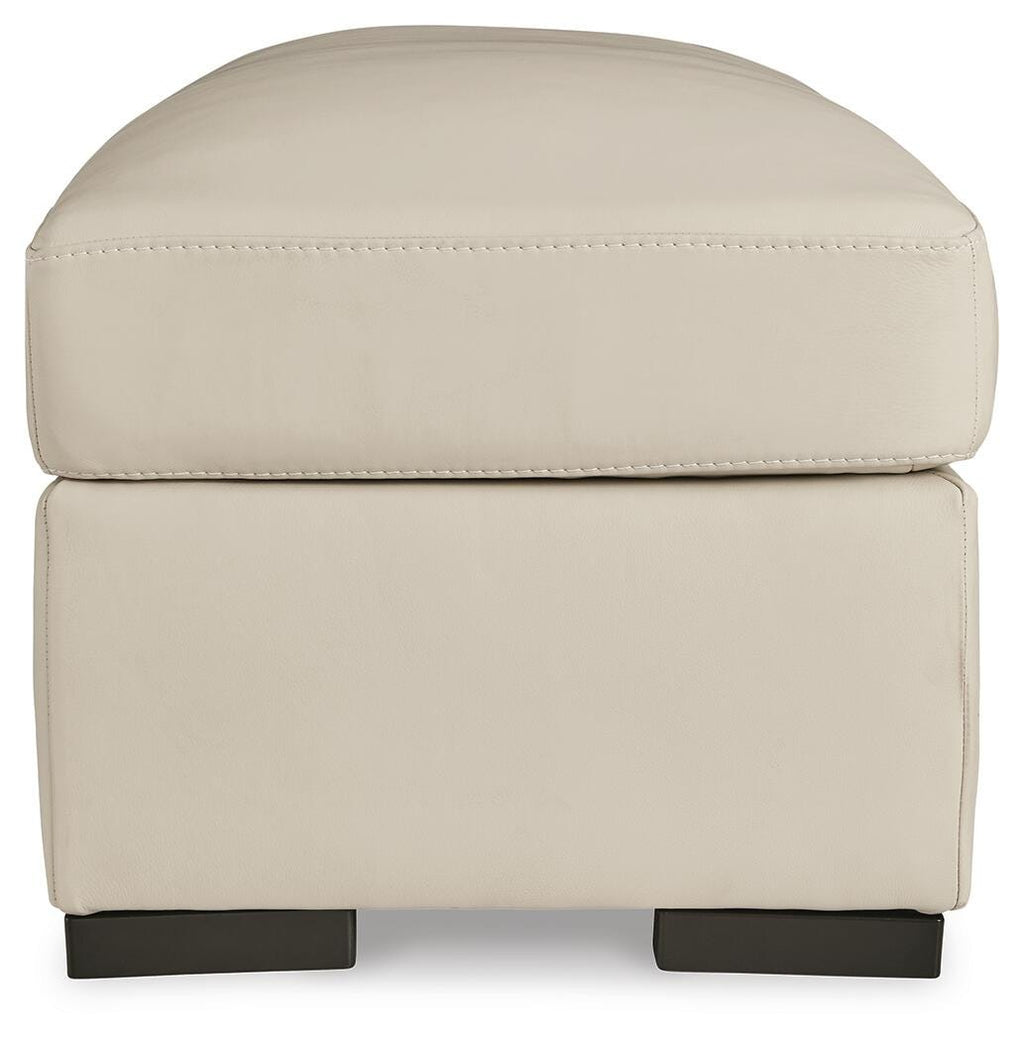 Treasure Trove Ottoman in Almond, side view