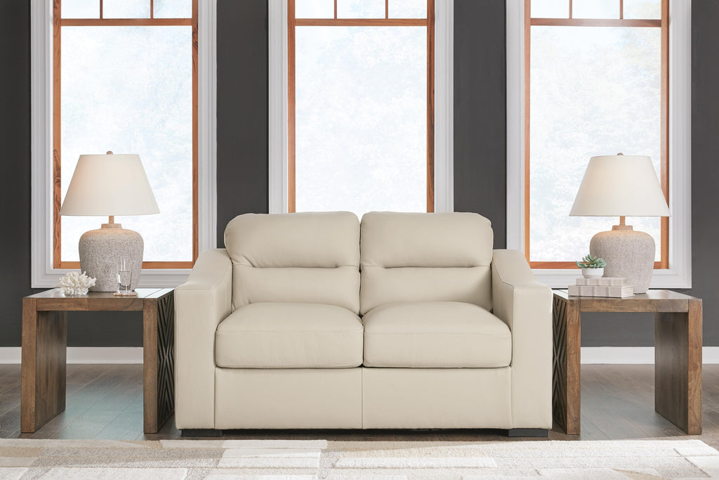 Treasure Trove Loveseat in Almond, lifestyle view