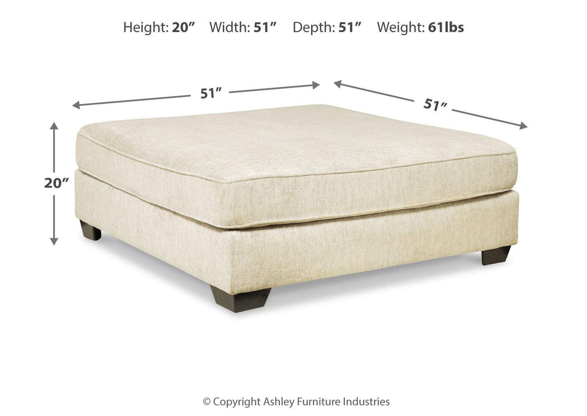 Rawcliffe Oversized Accent Ottoman dimensions