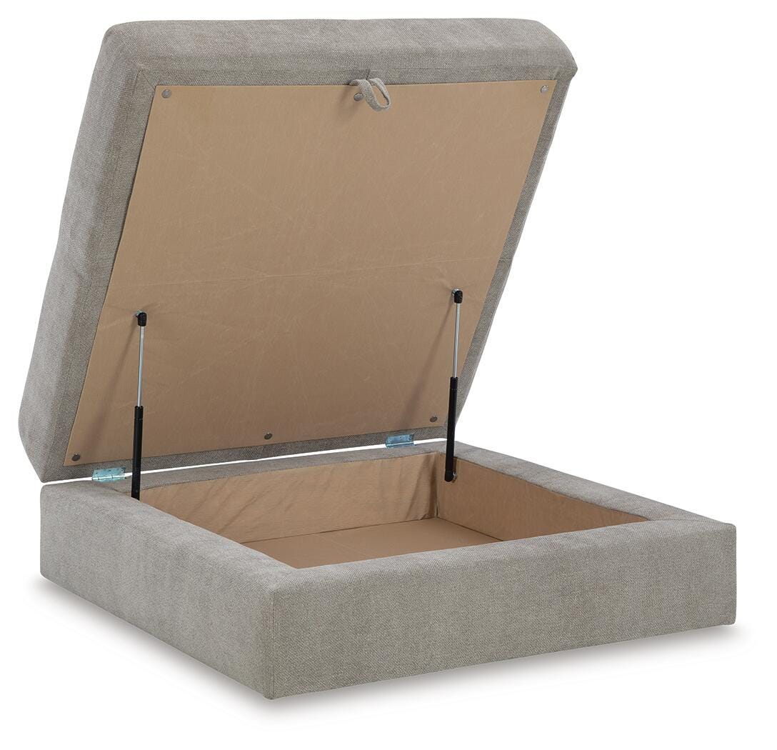 Aslan Court Ottoman With Storage in Flax, open angle view