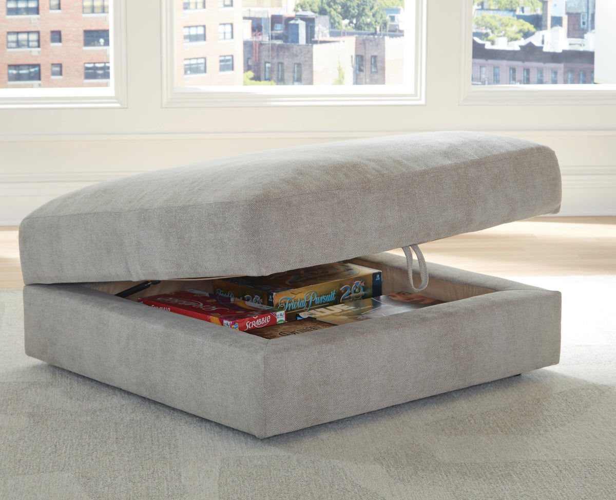 Aslan Court Ottoman With Storage in Flax, open storage