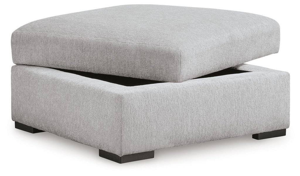 Gabyleigh Ottoman With Storage in Nickel, open angle view