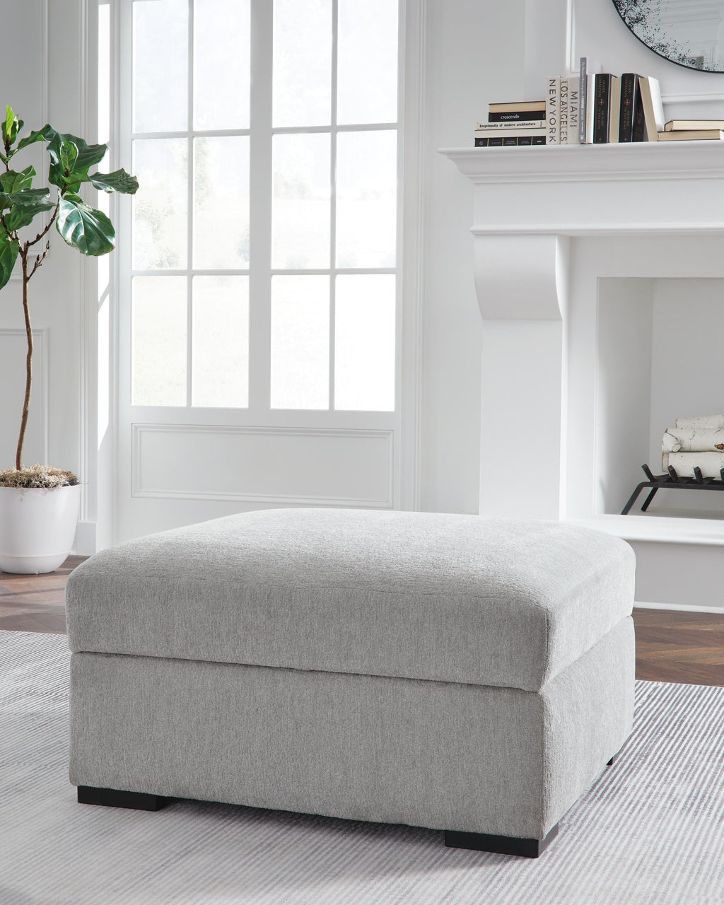 Gabyleigh Ottoman With Storage in Nickel, closed