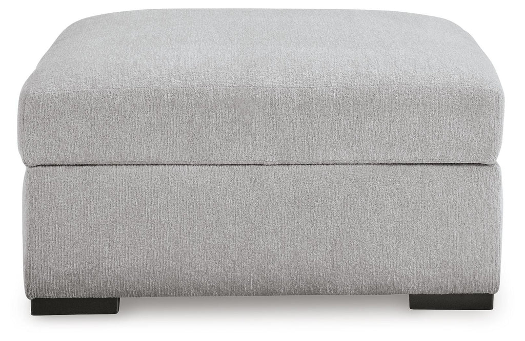 Gabyleigh Ottoman With Storage in Nickel, front view
