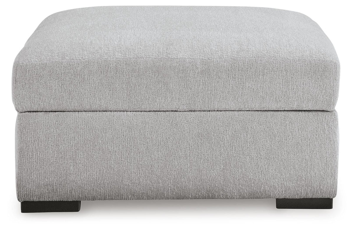 Gabyleigh Ottoman With Storage in Nickel, front view