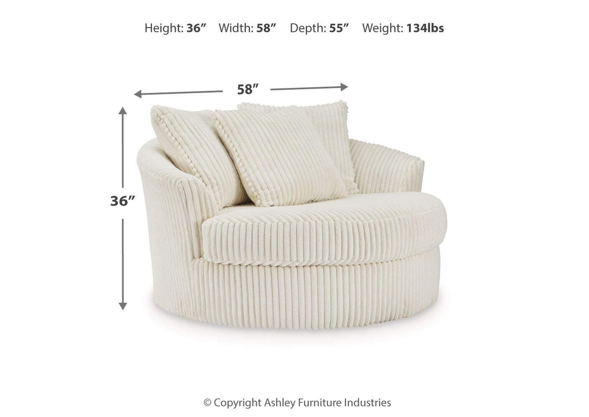 Lindyn Oversized Swivel Accent Chair dimensions