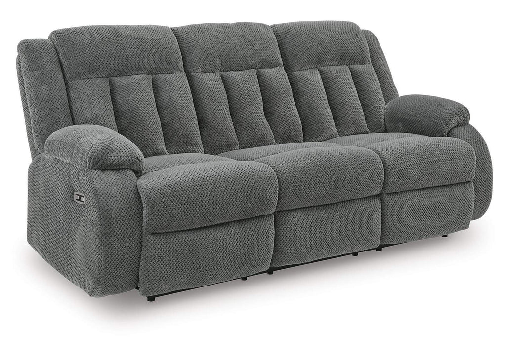 Observation Power Reclining Sofa with Drop Down Table angled view