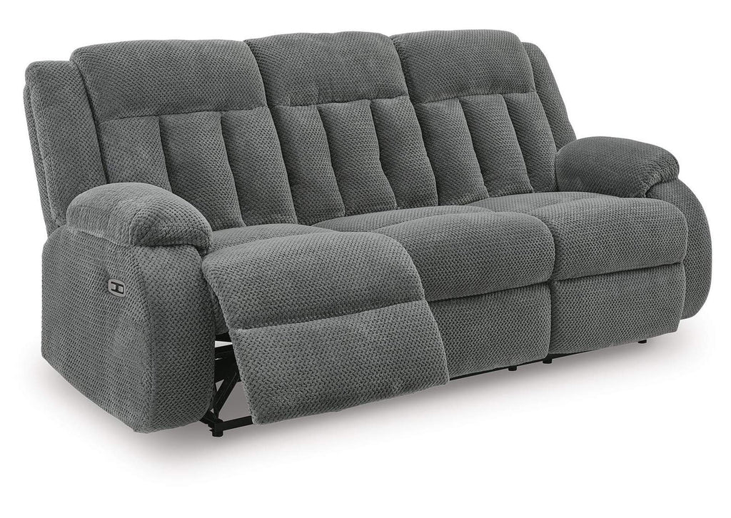 Observation Power Reclining Sofa with Drop Down Table angled view