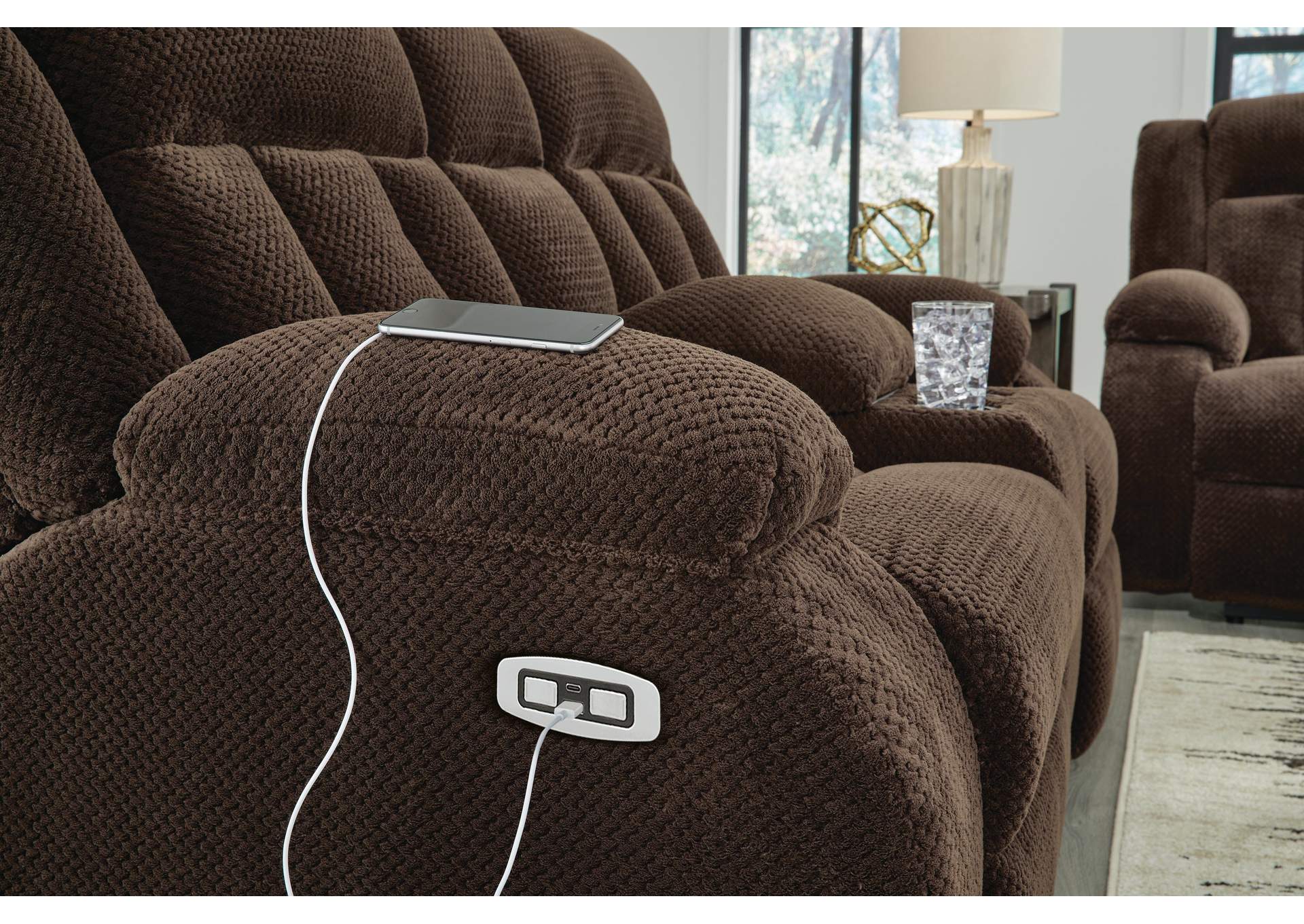 Observation Power Reclining Loveseat with Console detail
