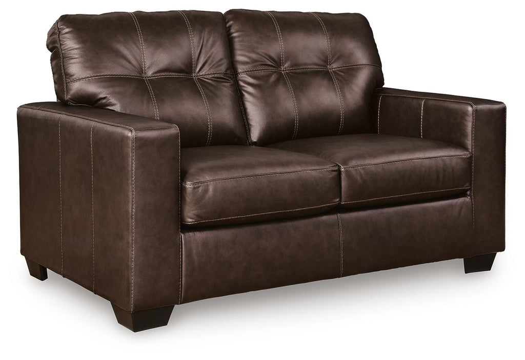 Santorine Loveseat in Dark Brown, angle view