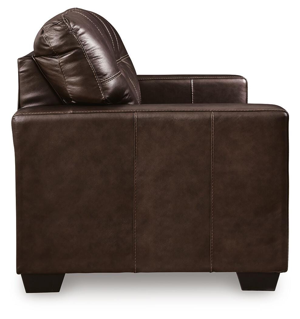 Santorine Loveseat in Dark Brown, side view