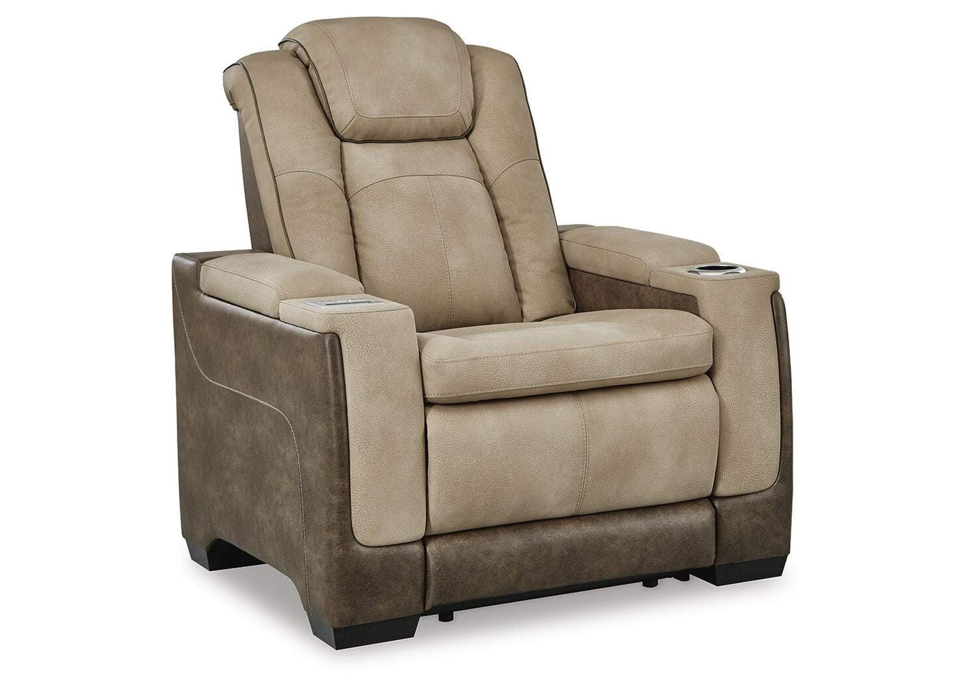 Next-Gen DuraPella Dual Power Recliner with Storage Arms in Sand — detail 2