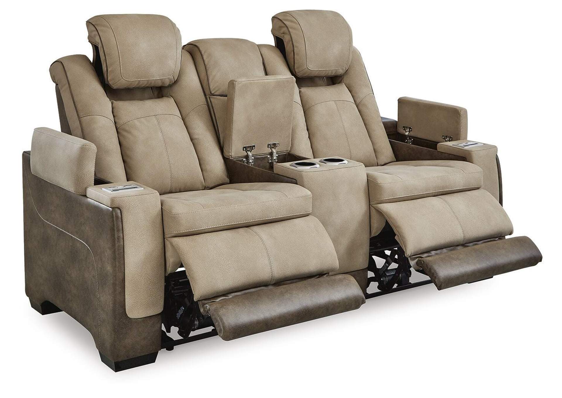 Next-Gen DuraPella Power Reclining Loveseat with Console angled view