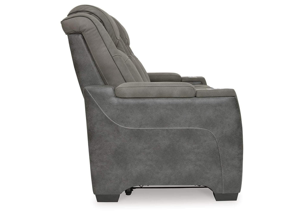 Next-Gen DuraPella Dual Power Reclining Sofa with Drop-Down Table in Slate — detail 3