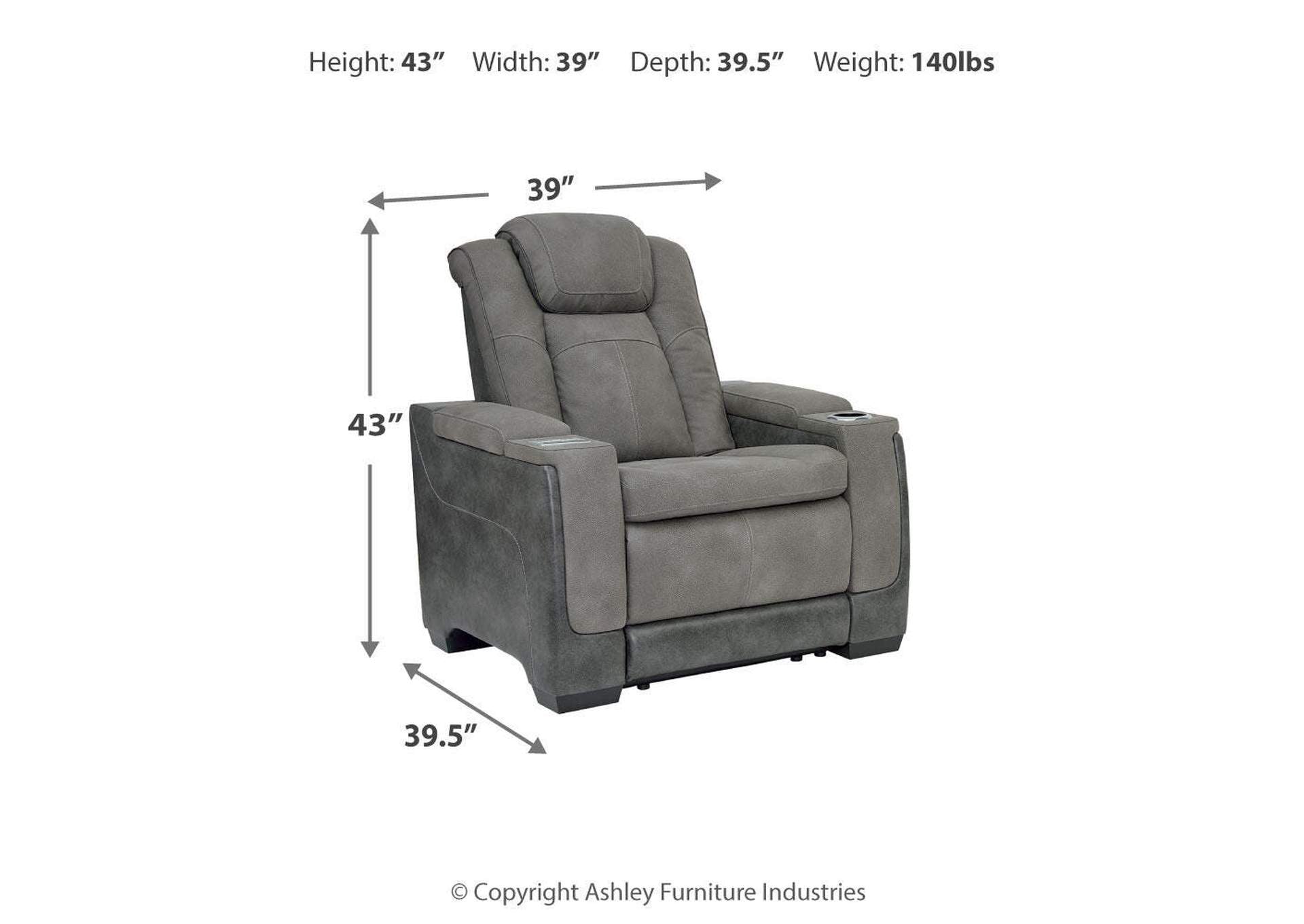 Next-Gen Durapella Power Recliner dimensions