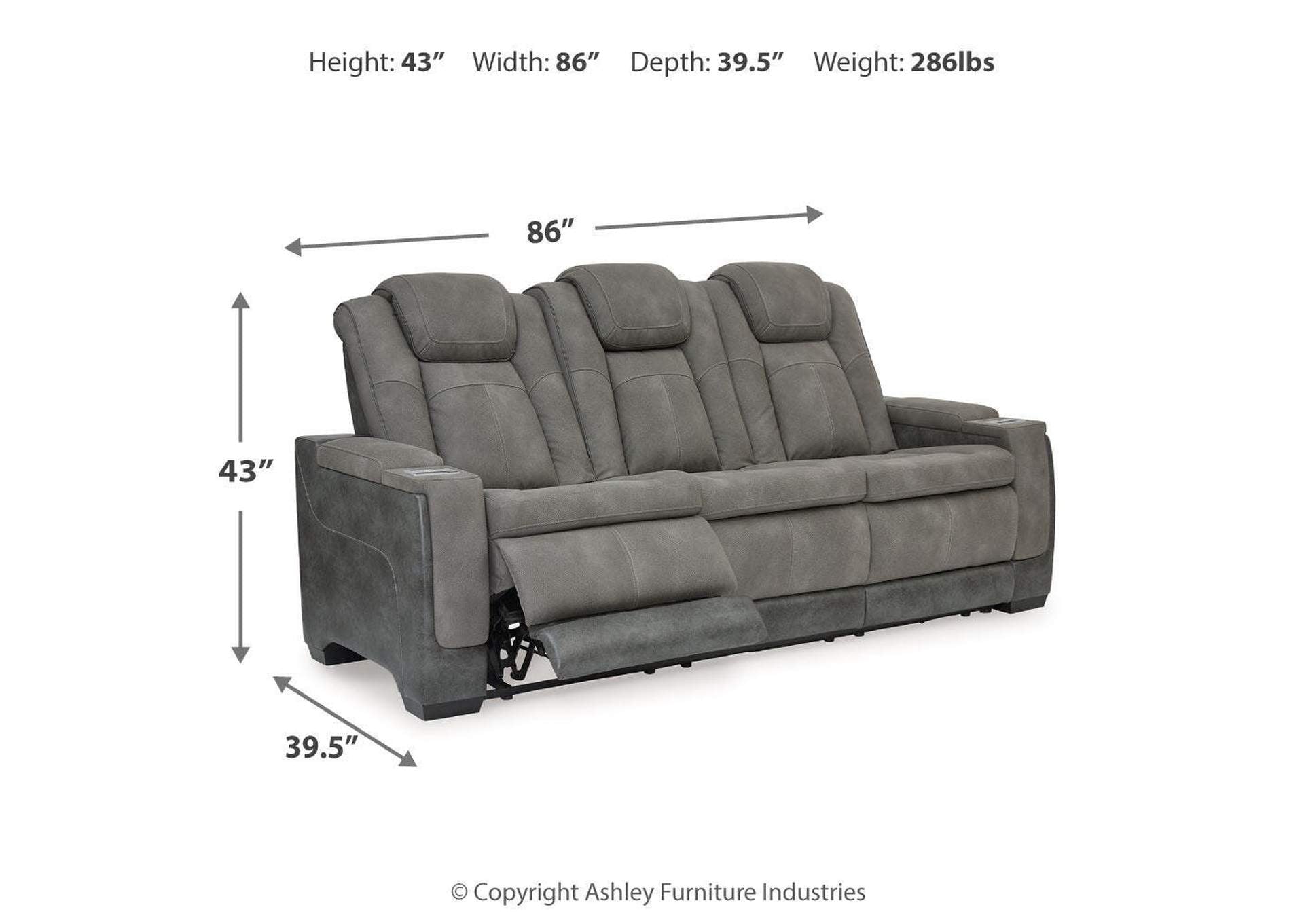 Next-Gen DuraPella Power Reclining Sofa dimensions