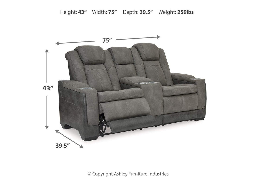 Next-Gen DuraPella Dual Power Reclining Loveseat with Console and Storage Arms in Slate — detail 6