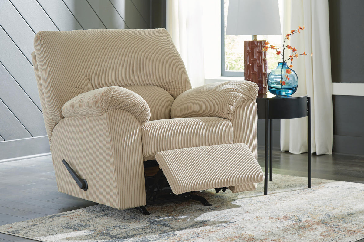 SimpleJoy Recliner in Sand, reclined