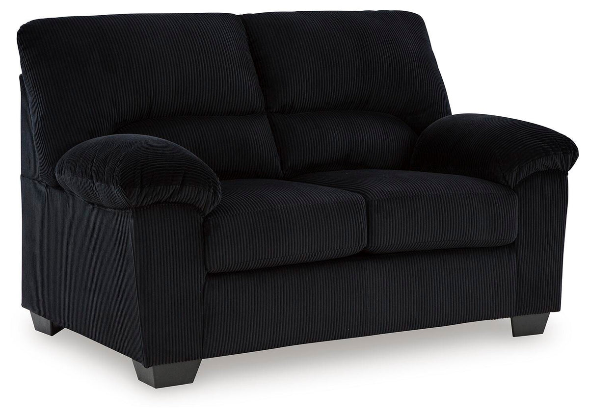 SimpleJoy Loveseat in Onyx, angle view
