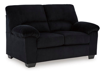 SimpleJoy Loveseat in Onyx, angle view
