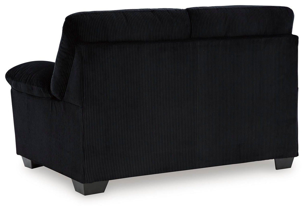 SimpleJoy Loveseat in Onyx, back view
