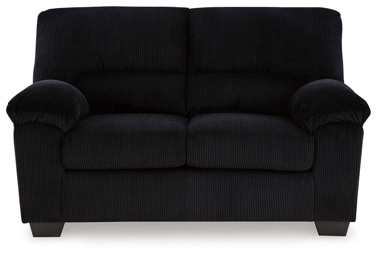 SimpleJoy Loveseat in Onyx, front view