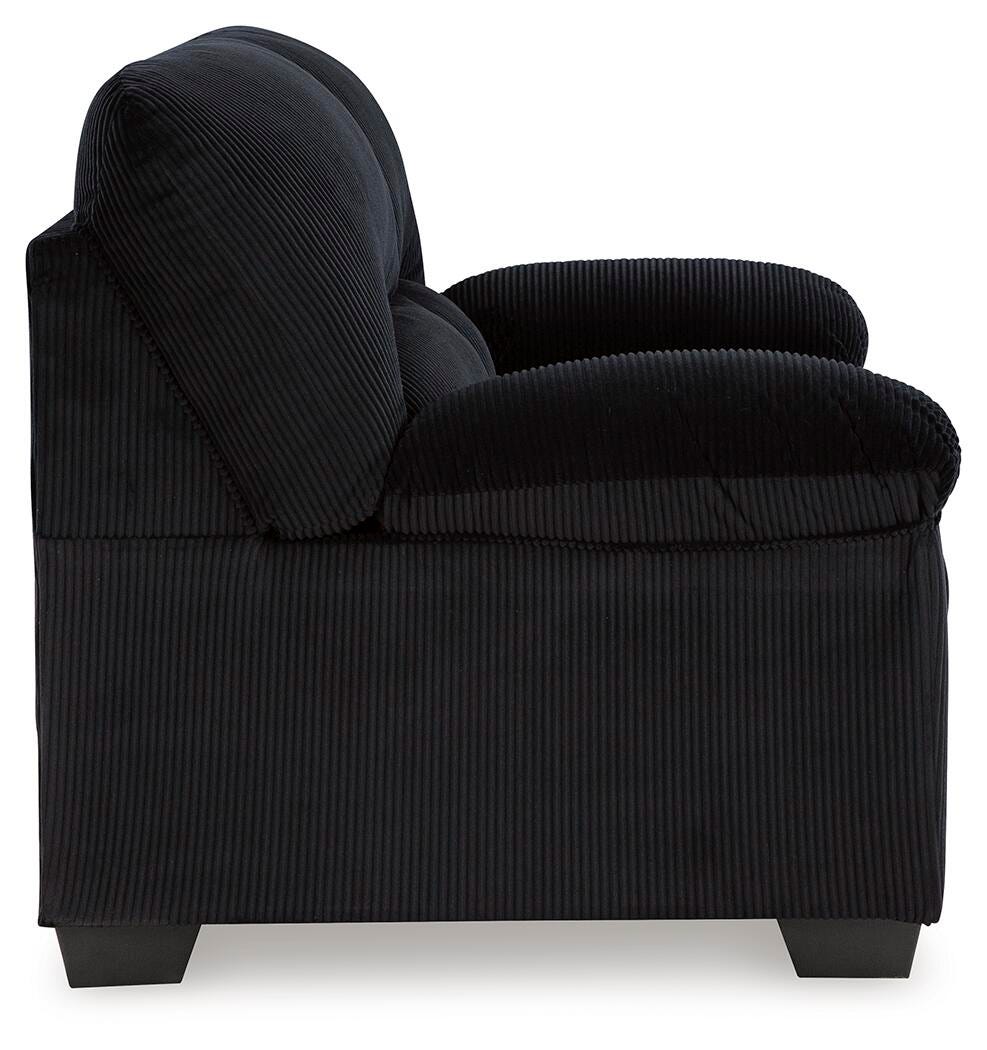 SimpleJoy Loveseat in Onyx, side view