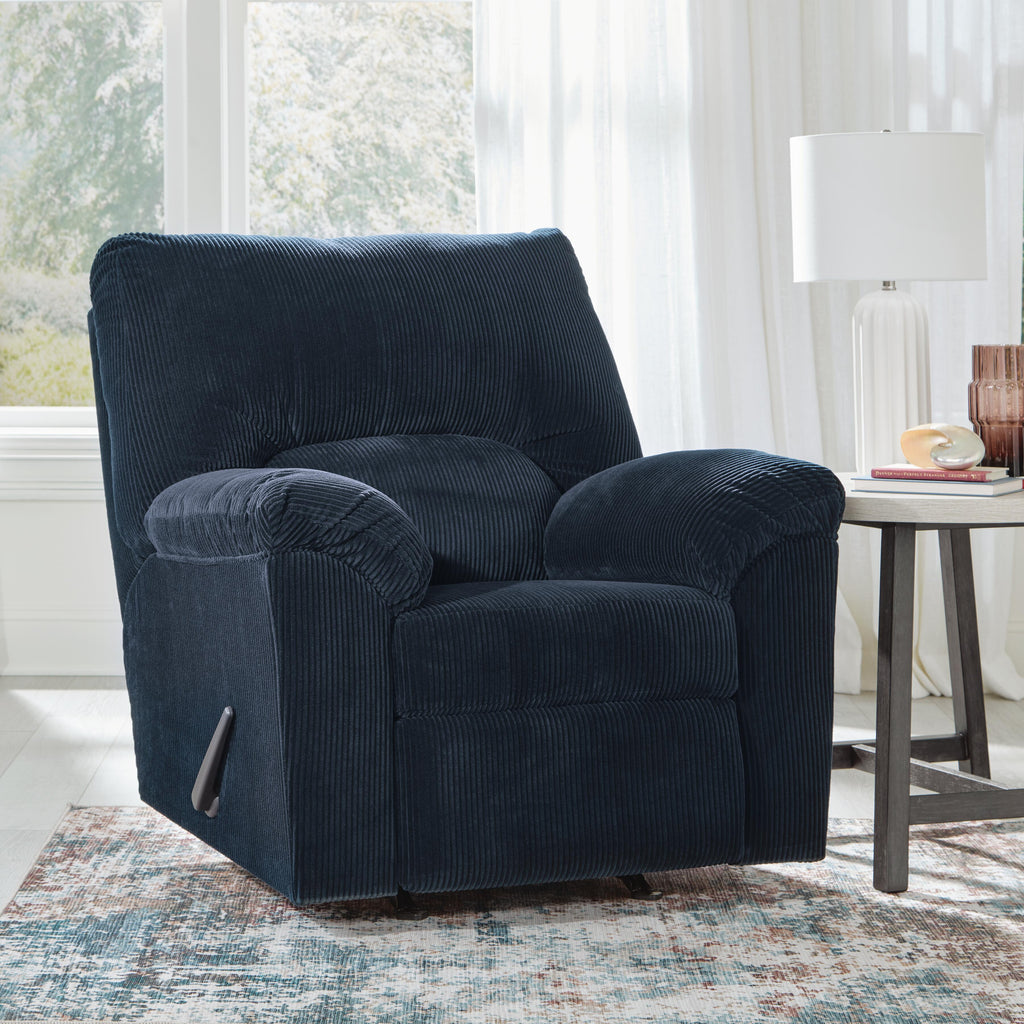 SimpleJoy Recliner in Navy, closed view