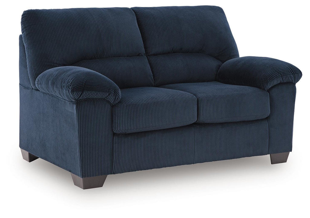 SimpleJoy Loveseat in Navy, angle view