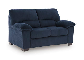SimpleJoy Loveseat in Navy, angle view