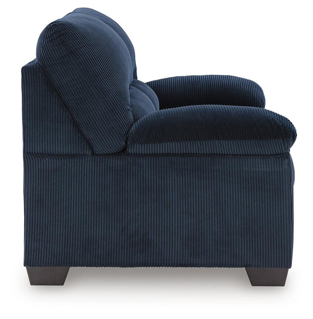 SimpleJoy Loveseat in Navy, side view
