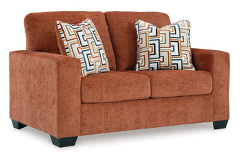 Aviemore Loveseat in Spice, angle view