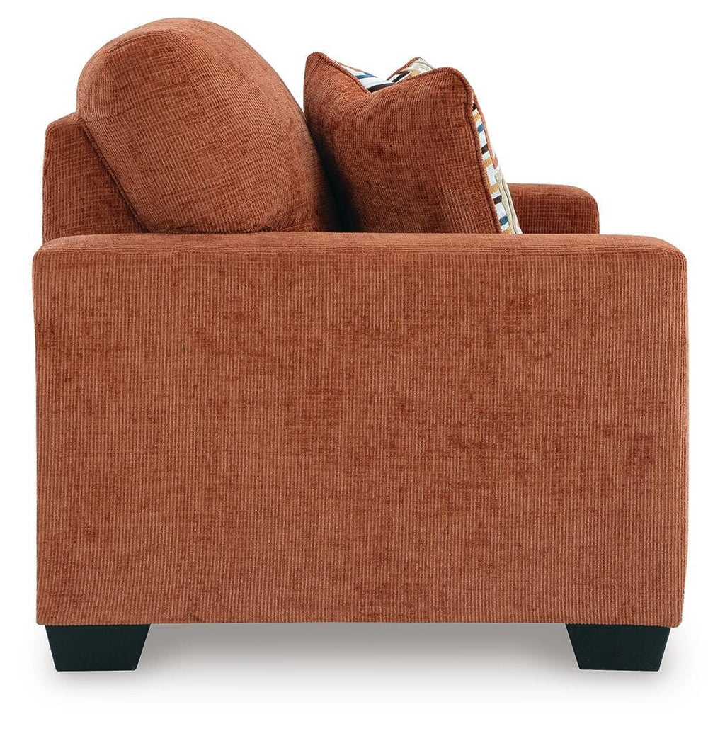 Aviemore Loveseat in Spice, side view