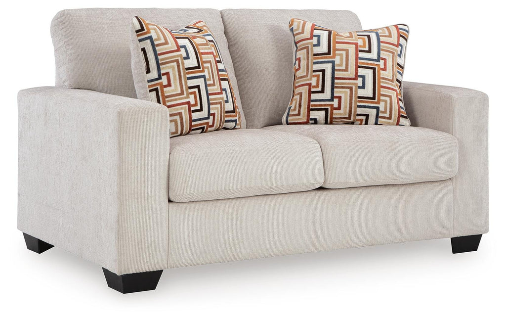 Aviemore Loveseat in Stone, angle view