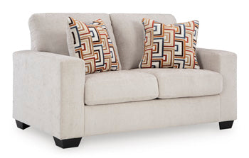 Aviemore Loveseat in Stone, angle view