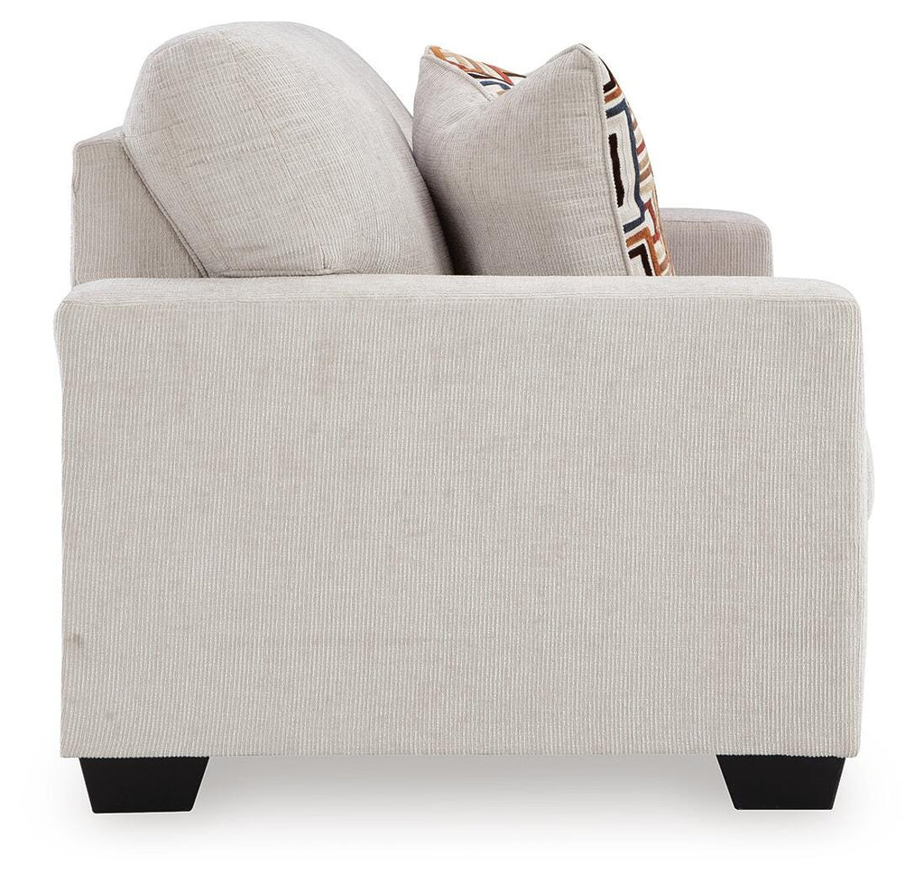 Aviemore Loveseat in Stone, side view